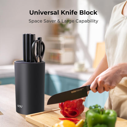OOU Universal Knife Block Holder Without Knives, Round Kitchen Knife Holder, Detachable Knife Storage for Easy Cleaning-Black