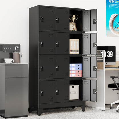 erosoei Metal Lockers for Employees, 12 Doors Metal Storage Locker with Card Slot and Ventilation Holes, Steel Employee lockers for Home Office School Gym Garage, Requires Installation