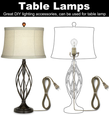 Lamp Making Kit, Lamp Parts for Repair Replacement or Rewire Table and Floor Lamps, 3 Way Socket 12 Foot Matching Cord and Essential Hardware, DIY Lamp Kits for Do It Yourself (Antique Brass)