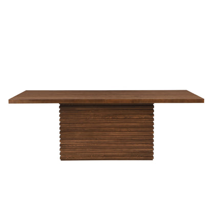 84" Mid Century Modern Dining Table for 6-8 Farmhouse Wood Kitchen Dining Room Table with Fluted Pedestal Base Large Rectangle Dinner Tables for Kitchen Dining Living Room, Walnut
