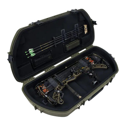 SKB Hard Protective Storage Case for Archery Bow and Arrows, iSeries Shaped Bow Case, Green - Quiver Holder and Gear Box for Hunting Accessories