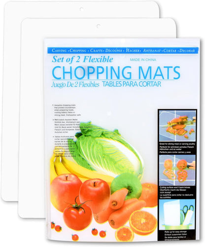 Kitchen Cutting Board | Flexible Chopping Mats | Food Safety | Set of 16 | 12x15” Size | Hanging Hole for Easy Drying