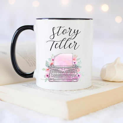 YouNique Designs Writer Coffee Mug, 11 Ounces, Storyteller Mug, Author Gifts for Women (Black Handle)