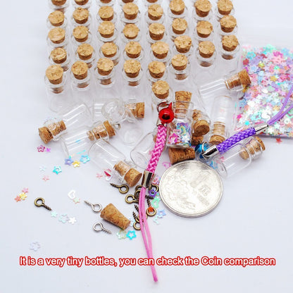 CTKcom 50pcs 0.5ml-extra Mini Tiny Clear Glass Jars Bottles with 50pcs Cork Stoppers and 50pcs Eye Screws, Glass Bottles for Decoration, Arts & Crafts, Projects, Party Favors