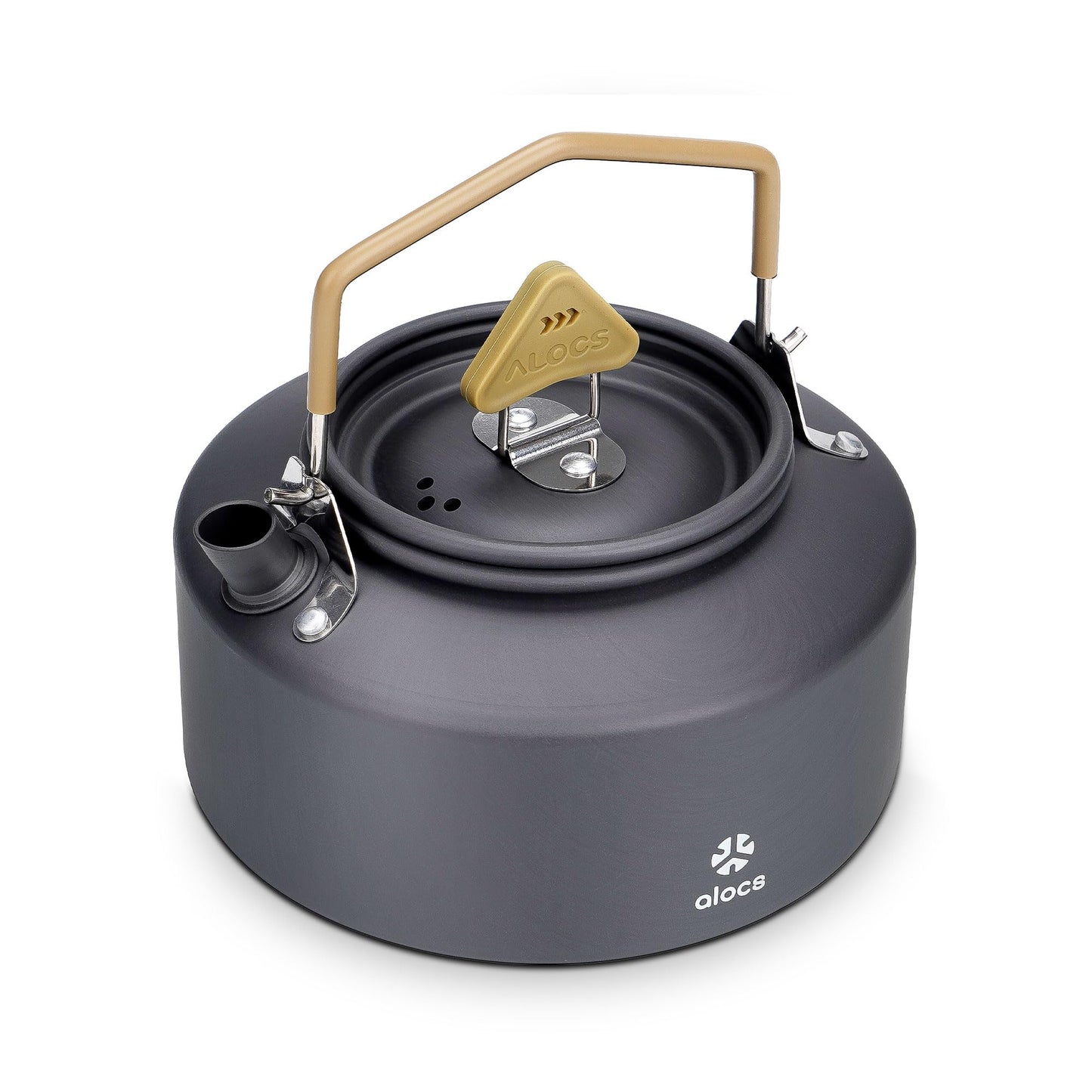 Alocs Camping Kettle - 1.1L Mini Camp Kettle - Portable Camping Tea Kettle - Lightweight Aluminum Camping Coffee Pot with Carry Bag for Outdoor Hiking Picnic Traveling and Backpacking