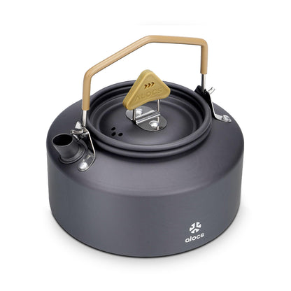 Alocs Camping Kettle - 1.1L Mini Camp Kettle - Portable Camping Tea Kettle - Lightweight Aluminum Camping Coffee Pot with Carry Bag for Outdoor Hiking Picnic Traveling and Backpacking