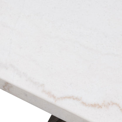Furniture of America Rafferty Modern Solid Wood 22-inch Square End Table with Genuine Marble Top and Tapered Base for Living Room, Office, Dark Walnut/White