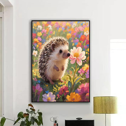 Lvmuu Hedgehog Diamond Art Kits for Adults, 5D Cute Animal Flowers Diamonds Painting Kits for Beginners, Fantastic DIY Full Round Drill Beads Gem Art Paint By Numbers Crafts Home Wall Decor 30x40cm