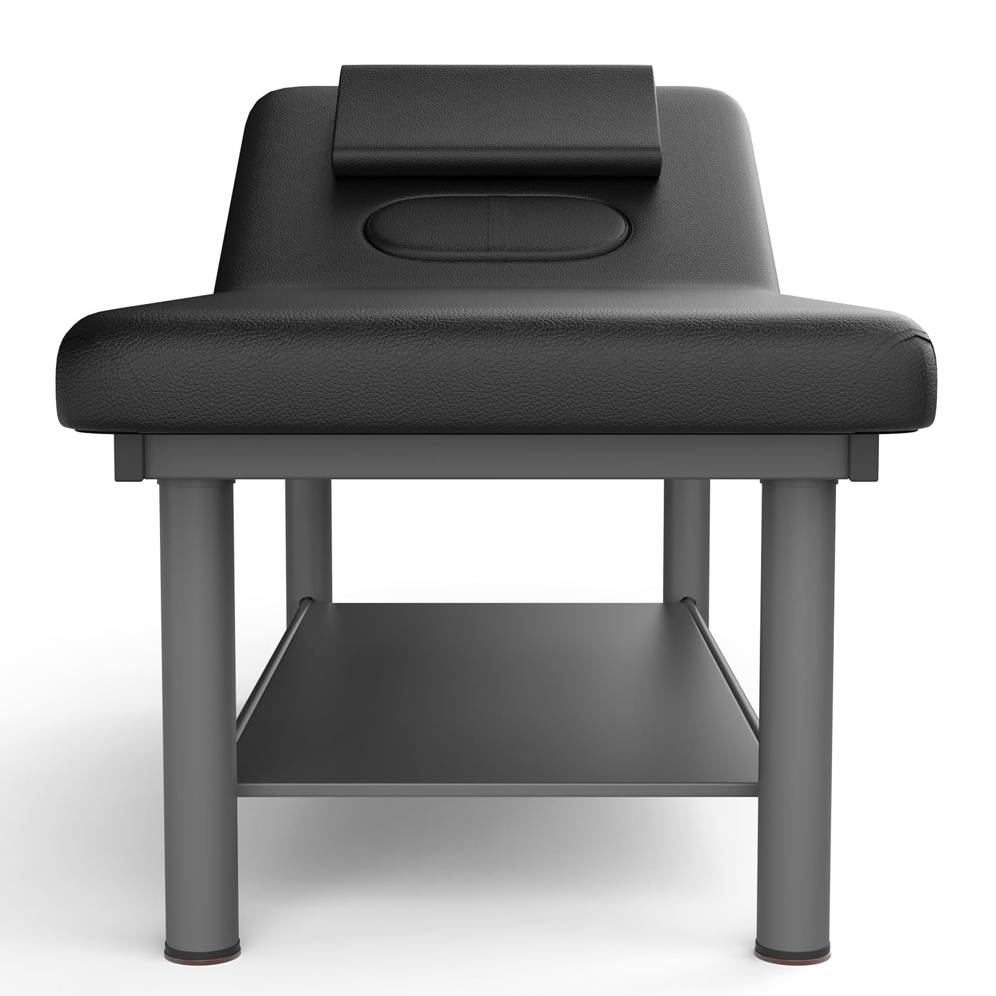 pouseayar Heavy Duty Professional Stationary Massage Bed Wide Stationary Massage Table with Backrest for Treatment Table Physical Therapy Spa Facial Bed, Metal Frame PU Leather, Black