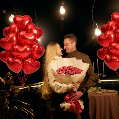 32 Pieces 18 Inches Red Heart Balloons – Large Foil Mylar Balloons for Valentine’s Day, Wedding, Anniversary, Proposal, Birthday, Romantic Party, and Love-Themed Decorations