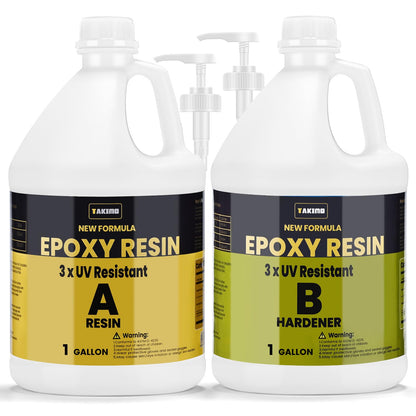 2 Gallon 3×UV Resistant Resin Kit,No Bubble & Crystal Clear Epoxy Resin for Coating, Casting, Table Top,DIY, Bar Top, River Tables, Resin Art, Wood with Two Pumps