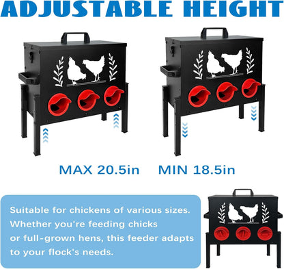 koretech 30 lb 6 Chicken Feeders, Capacity Port Automatic Chicken Feeder, Metal Chick Feeder with Locking Lid and Legs