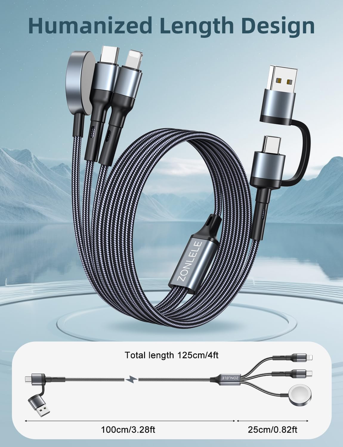 Upgraded Travel Essentials for Apple Watch Charger 3 in 2 Multi Charging Cable for iPhone 17 iWatch Charger USB C Cord, Car RV Camping Essentials Compatible with iWatch Ultra/SE/11 & iPhone 16/15-12