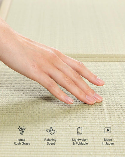 FULI Japanese Tatami Mattress, Foldable Igusa Rush Grass Tatami Rug, Natural Japanese Floor Mattress Mat Made in Japan, King