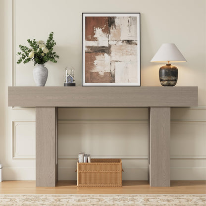 Airynee 63 Inches Long Console Table for Entryway with Drawers, Wooden Sofa Table Behind Couch, Industrial Entry Table for Living Room, Foyer, Hallway, Grey