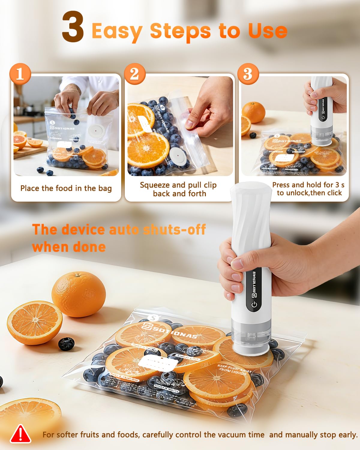 Compact Vacuum Sealer for Food (Vacuum Sealer Machine + 30 Reusable Vacuum Sealer Bags), Powerful Handheld Vacuum Sealer Machine with Lock Function, Preserve 8X Freshness, Portable for Travel