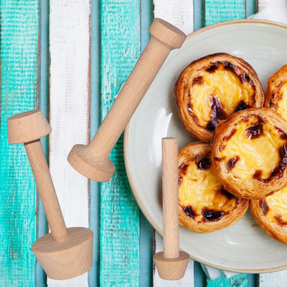Dupiulk Wooden Tart Tamper Set, Double Side Pie Pastry Dough Tamper, Egg Tart Pan Mold DIY Cake Pastry Baking Tool for Mini Egg Tart, Cheesecakes, Pasta and Dessert Baking (3 Pieces)