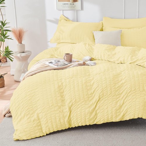 HYMOKEGE Yellow Full Size Comforter Set - 7-Piece All-Season Luxury Bedding in a Bag