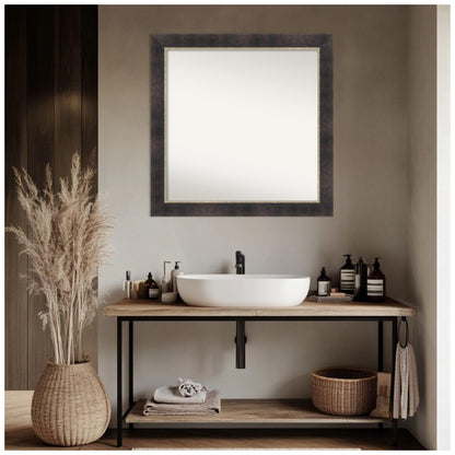 Amanti Art Bronze Bathroom Mirror for Over Sink, 31x31 Odin Antique Bronze Square Vanity Mirror, Large Modern Wood Frame, Hangs Horizonally and Vertically, Bathroom Wall Decor, Non-Beveled Edge