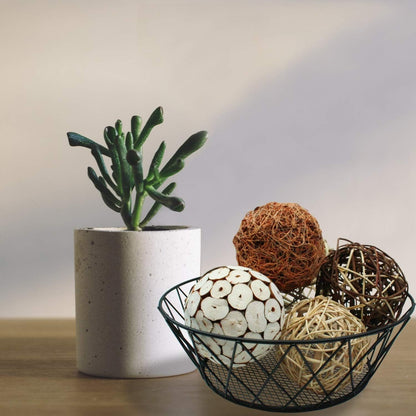 Blue Donuts Decorative Balls, Assorted Rattan Wicker Balls for Centerpiece Bowl Fillers, Pack of 6