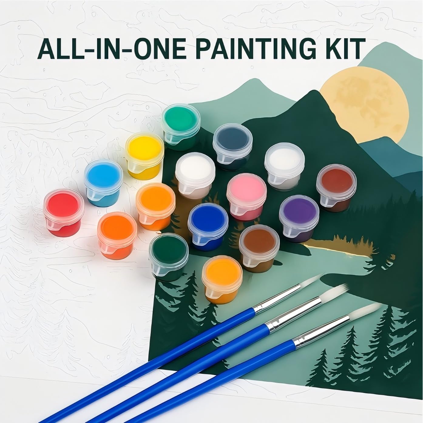Scenic Drive Paint by Numbers Kit for Adults - DIY Mountain Road Through Autumn Forest Painting On Canvas, Acrylic Paint Set, Suitable for Beginners, Art for Home Decoration