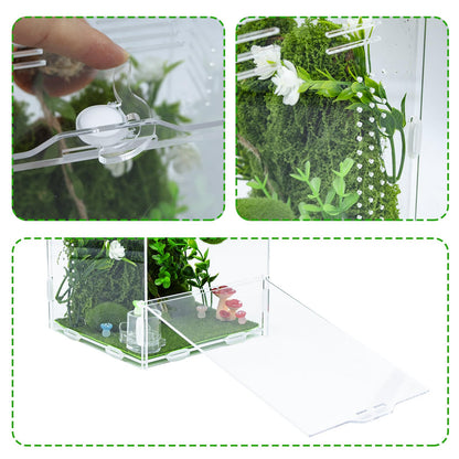 Jumping Spider Enclosure Accessories, DIY Habitat Decoration Set with Feeding Dish and Hideout, Spider Enclosure, Habitat Accessories for Jumping Spider, Tarantula, Insect
