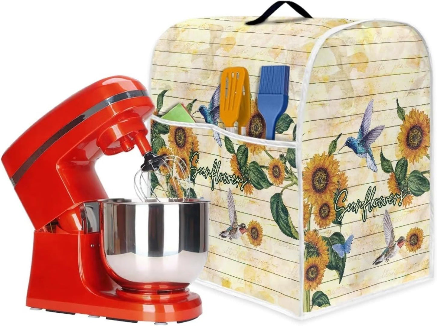 L Size Sunflower Bird Plank Mixer Cover - Kitchen Mixer Accessories to Keep Clean & Safe, Organizer Bag for Coffee Maker