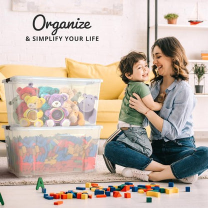 Lifetime Appliance Parts 75 Qt. Clear Plastic Storage Bin Tote - Ultra Durable Lid & Secure Latching Buckles