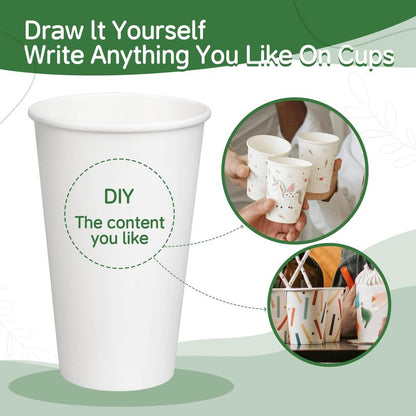 ECOEXTRA 1000 Pack 12 oz Paper Cups - Disposable, White Hot Beverage Drinking Cups, Perfect for Party, Picnic, Travel, and Events