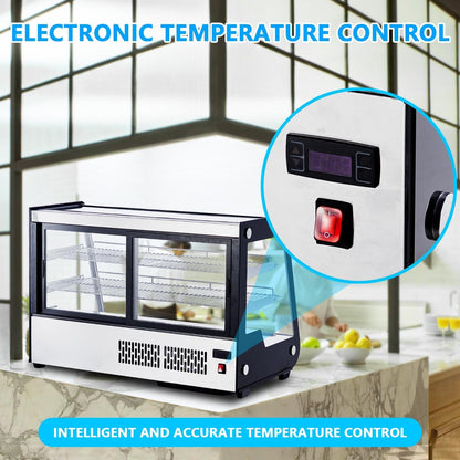 PeacefulHues Commercial Display Refrigerator 6.5 Cu Ft, Countertop Refrigerated Display Case with LED Lighting for Bakery, Cafe, 110V/176W