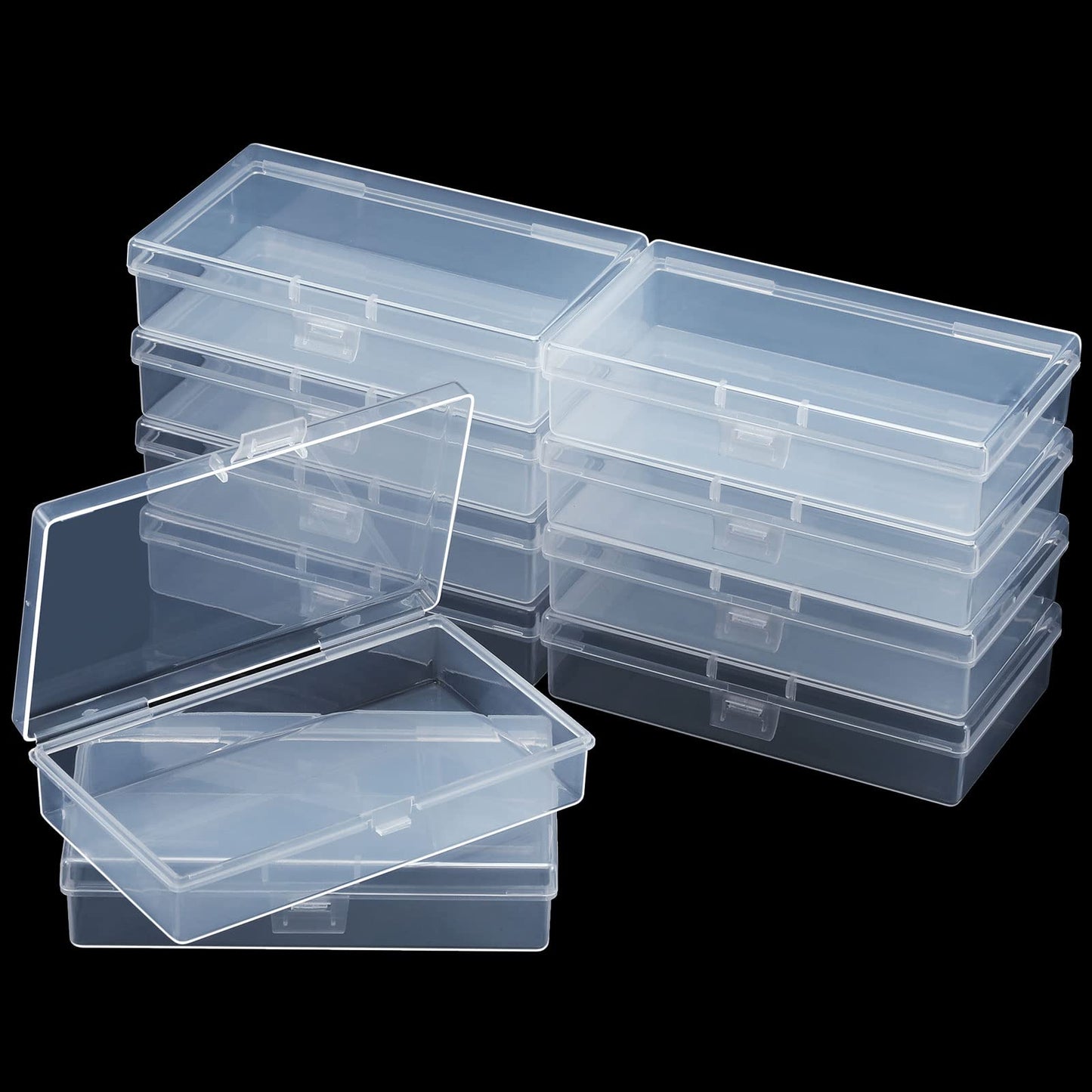 12 Pack Clear Plastic Beads Storage Containers Box with Hinged Lid for Beads and More (5.2 x 3.03 x 1.18 Inch)
