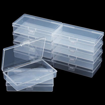 12 Pack Clear Plastic Beads Storage Containers Box with Hinged Lid for Beads and More (5.2 x 3.03 x 1.18 Inch)