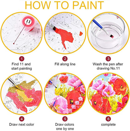 Tucocoo Wildflower DIY Paint by Number for Adults, Rustic House Digital Oil Painting Kits on Canvas for Home Decor