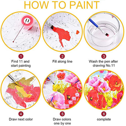 Tucocoo Raccoon Flowers Paint by Number for Adults Beginner, DIY Oil Painting Kits on Canvas with Brushes and Acrylic Pigment, Abstract Floral Cute Animal Picture for Home Decor 16x20inch (Frameless)