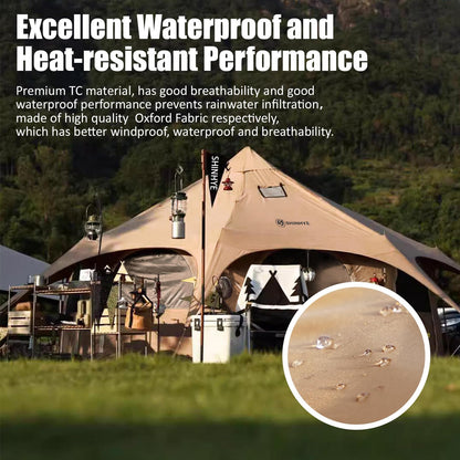 ShinHye 16.4ft Bell Tent for Glamping & Camping – Waterproof Canvas with Stove Jack, Removable Floor & 8 Mesh Windows (Fits 6-8 People)