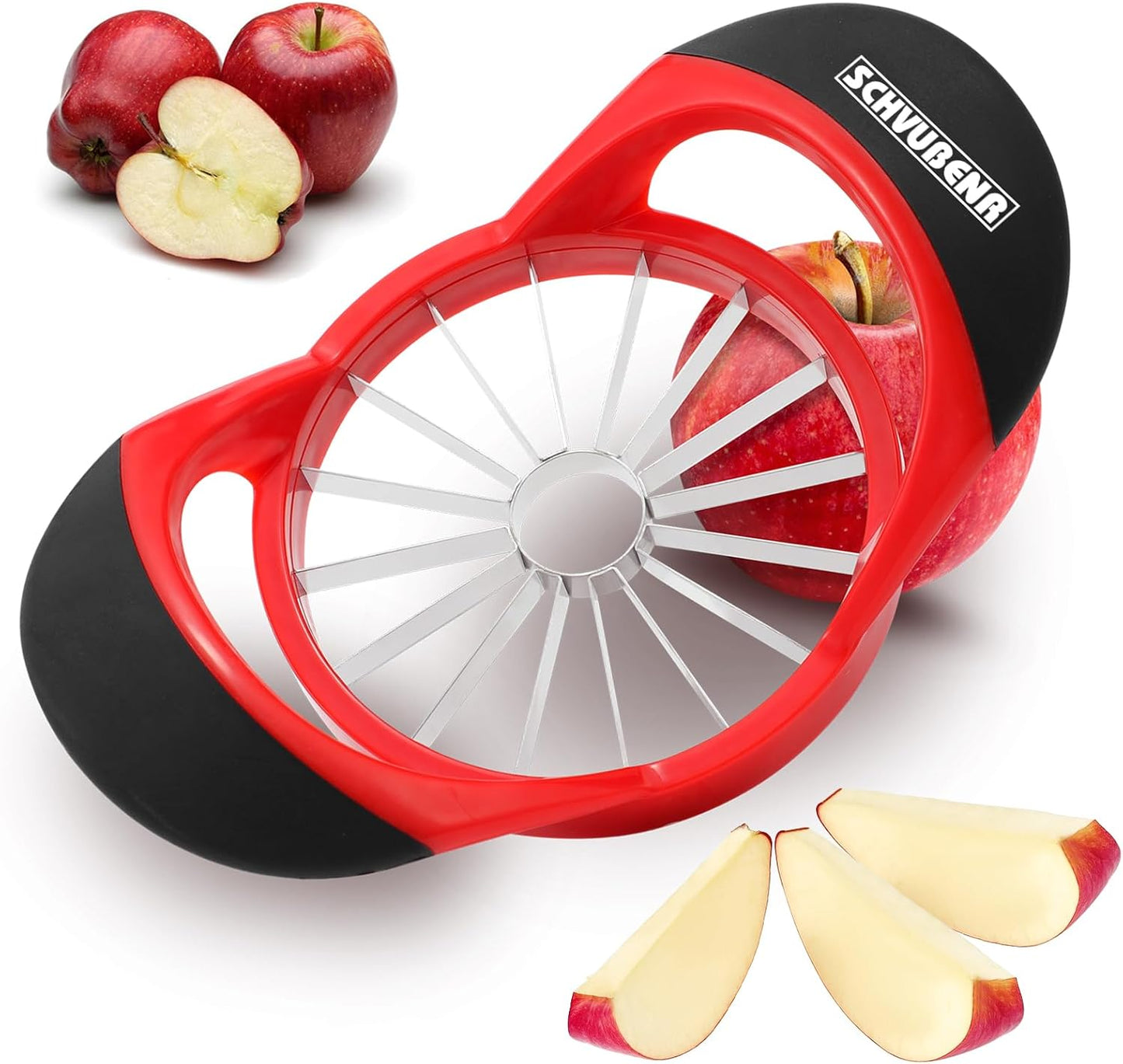 16-Blade 4.72 Inch SCHVUBENR Apple Slicer and Corer - Sharp Stainless Steel Apple Cutter - Professional Apple Divider