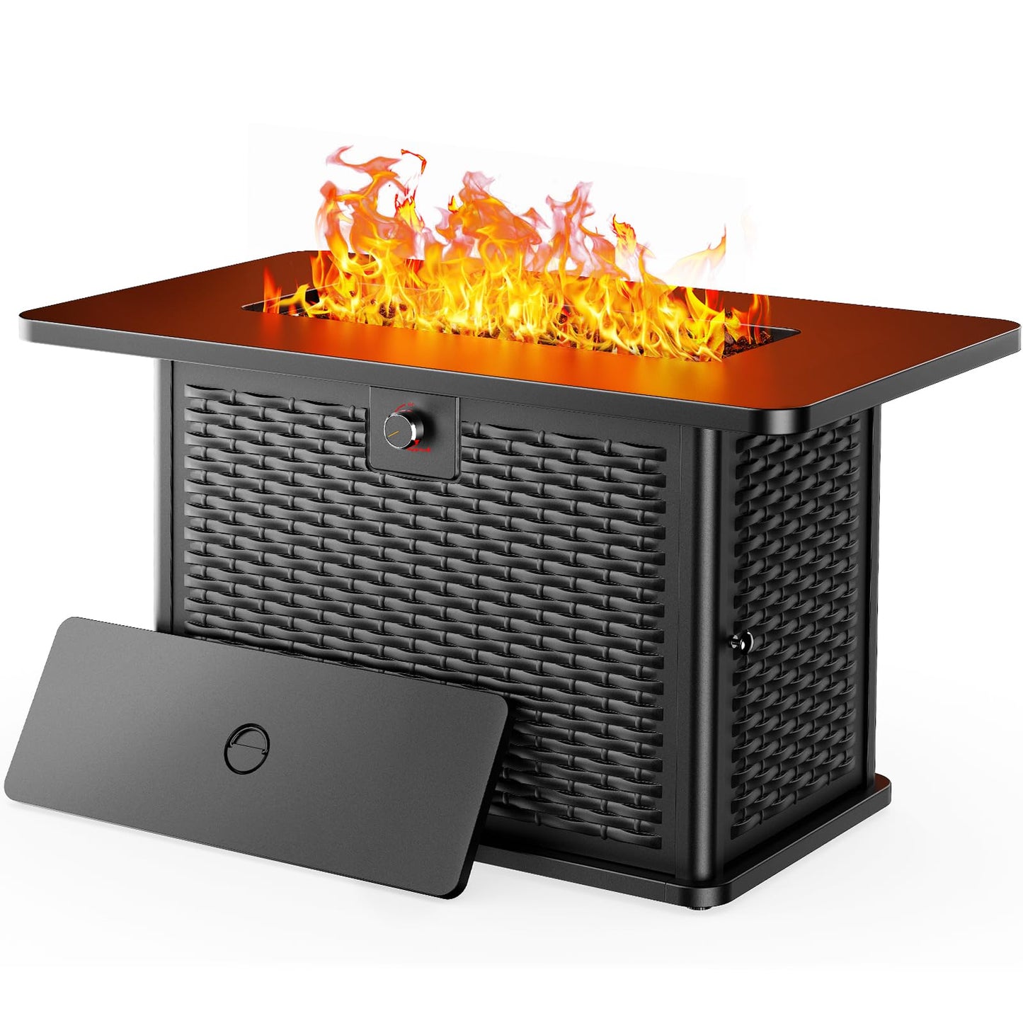 Ciays 43-Inch Rectangular Propane Fire Pit with 60,000 BTU Output, Gas with Cover and Rocks, Table CSA-Certified 2 in 1Table Gatherings Parties with 304 Stainless Steel H-Burner