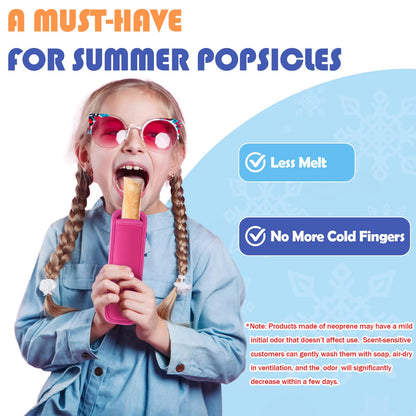 Desing Wish 15 Pack Reusable Popsicles Holders for Kids Anti Frostbite Ice Pop Holder Sleeves Neoprene Freeze Pop Holders (15 Colors)