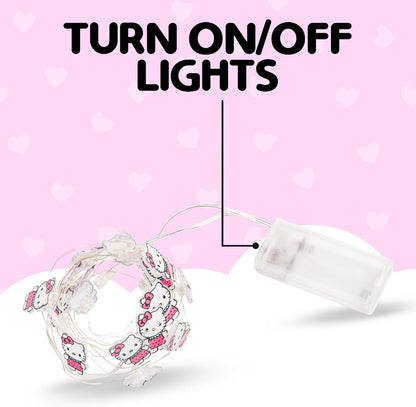 20ct 7 (2 Silver Buffalo Sanrio Hello Kitty Strawberry Dress Decorative String Lights, Feet Long, Battery Powered AA