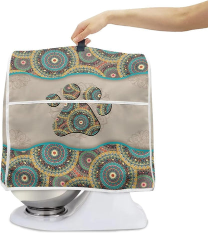 Boho Mandala Kitchen Aid Mixer Cover, Dog Paw Stand Mixer Storage Bag with Pocket, Easy to Clean Holiday Gift