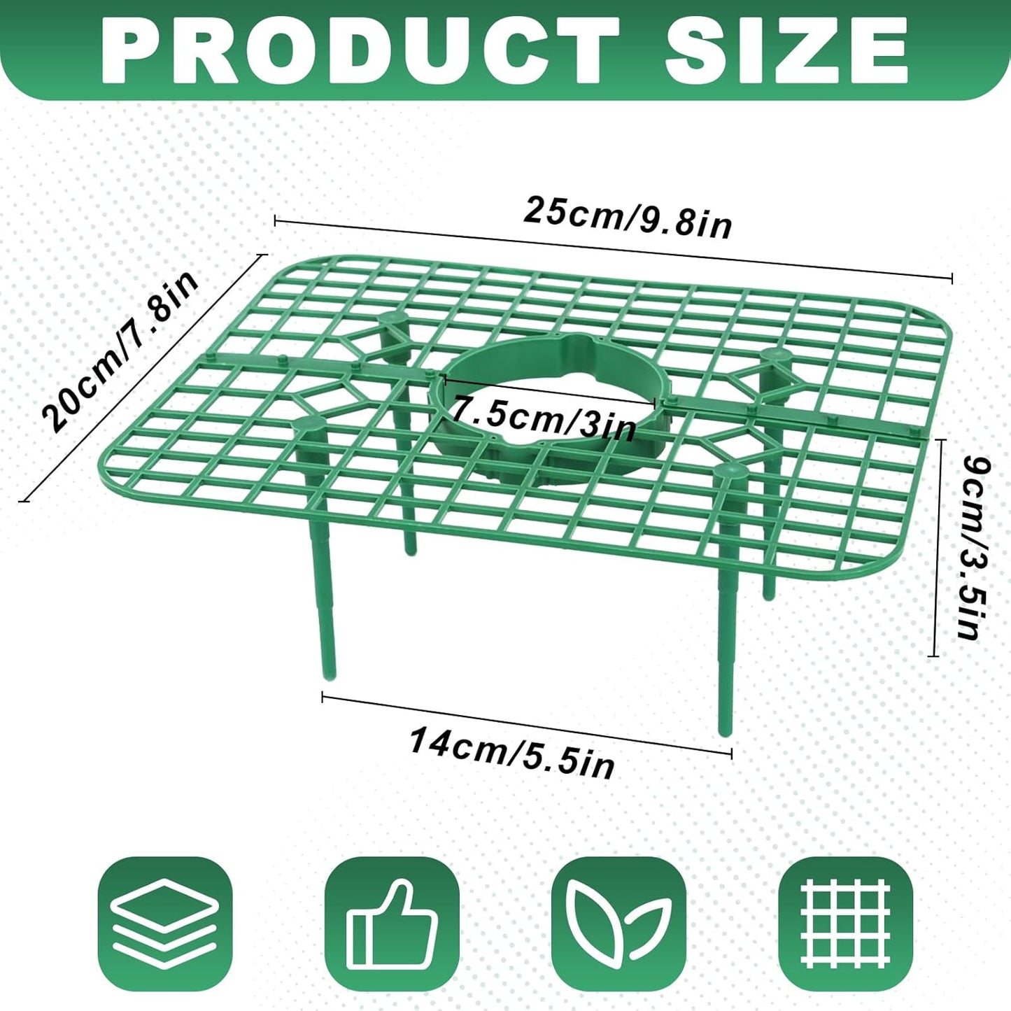 Qumenan 5 Pack 4 Strawberry Plant Support Square Strawberry Supports for Garden Green Holder Plastic Stand with Sturdy