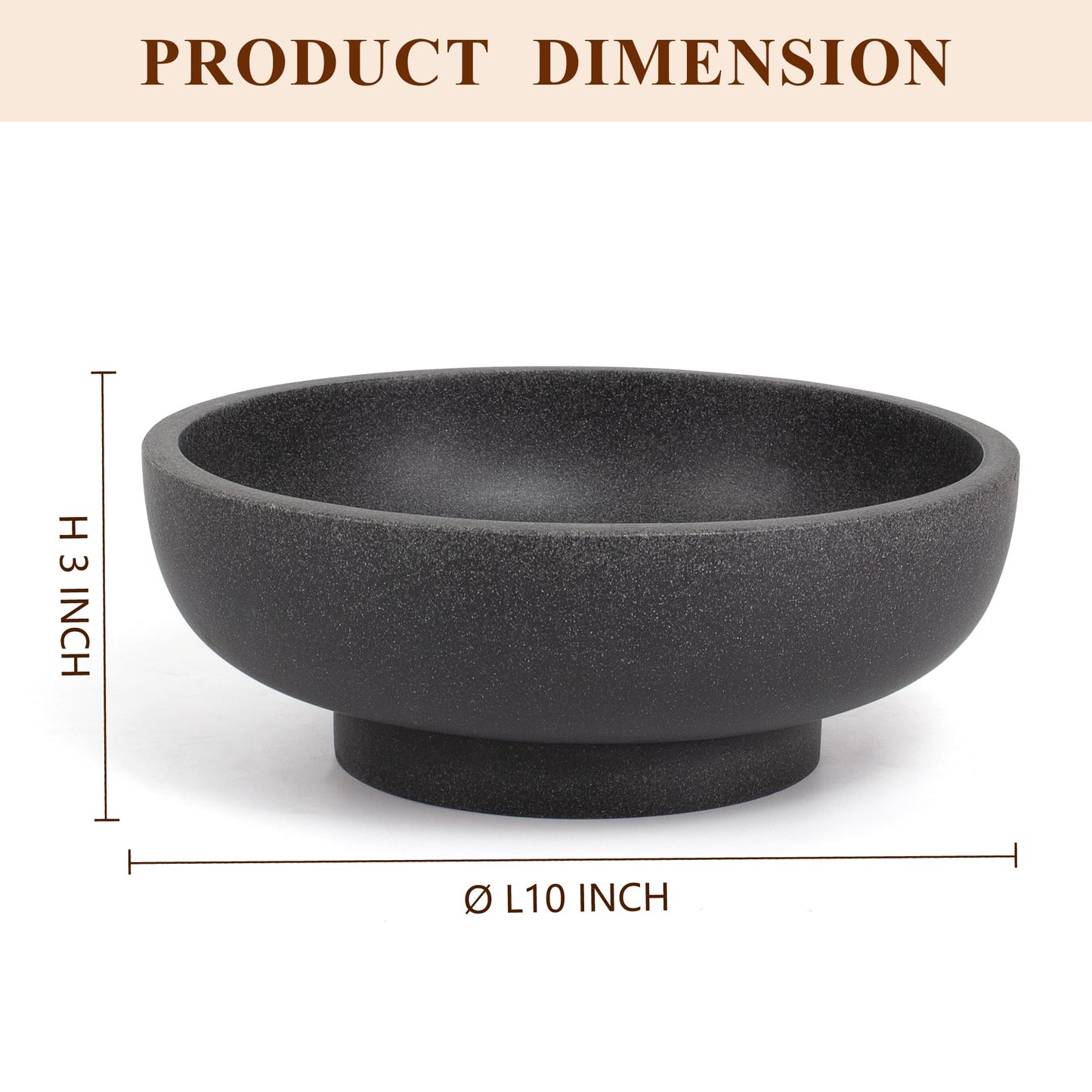 YMXYJM Large Decorative Resin Bowl, Modern Handicraft Bowls for Home Decor, Decorative Fruit Bowl for Kitchen Counter, Stylish Key Bowl for Entry Table, Artificial Stone Black