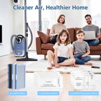 3 Pack SF-HA 50 Filters, Only Compatible with Miele Compact C1 & C2, Complete C2 & C3, S8340, S4, S5, S6, S8, S4000–S8999 and Guard L1/ M1/ S1 Vacuum Cleaners–NOT for Classic C1 or Complete C1