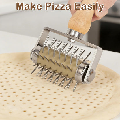 4Pcs Pizza Baking Tool Kit with Dough Docker, Non-Slip Silicone Baking Mat & Wooden Rolling Pin – Essential Tools for Pizza, Pie, Pastry, Bread and Cookies