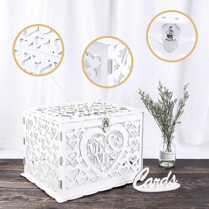 Ywlake Large Rustic Wedding Money Box Holder with Lock Slot for Reception, Anniversary, Graduation, Birthday Parties