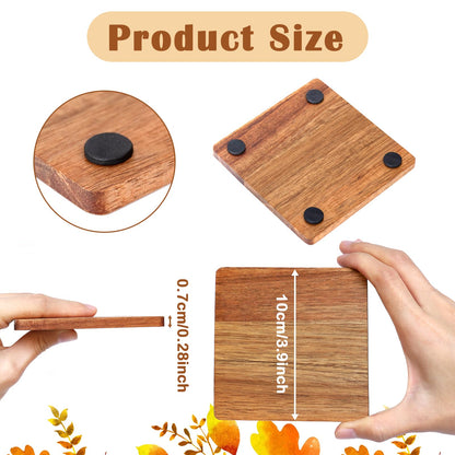 36 Pieces Unfinished Wood Coasters, 4 Inch Square Acacia Wooden Coasters for Crafts with Non-Slip Silicon Dots for DIY Stained Painting Wood Engraving Home Decoration