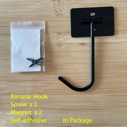 DaylyFav Foldable Banana Hook Under Cabinet Banana Holder Black Metal Counter Oragnizer Space Saving Hangers Self-Adhesive/Screw Mounted Banana Holder Stand for Kitchen RV Small Space Solutions