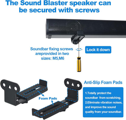 **Sonos Soundbar Wall Mount - All Metal Adjustable Design for TVs | Holds Up to 30 lbs, Black, 2 Packs**