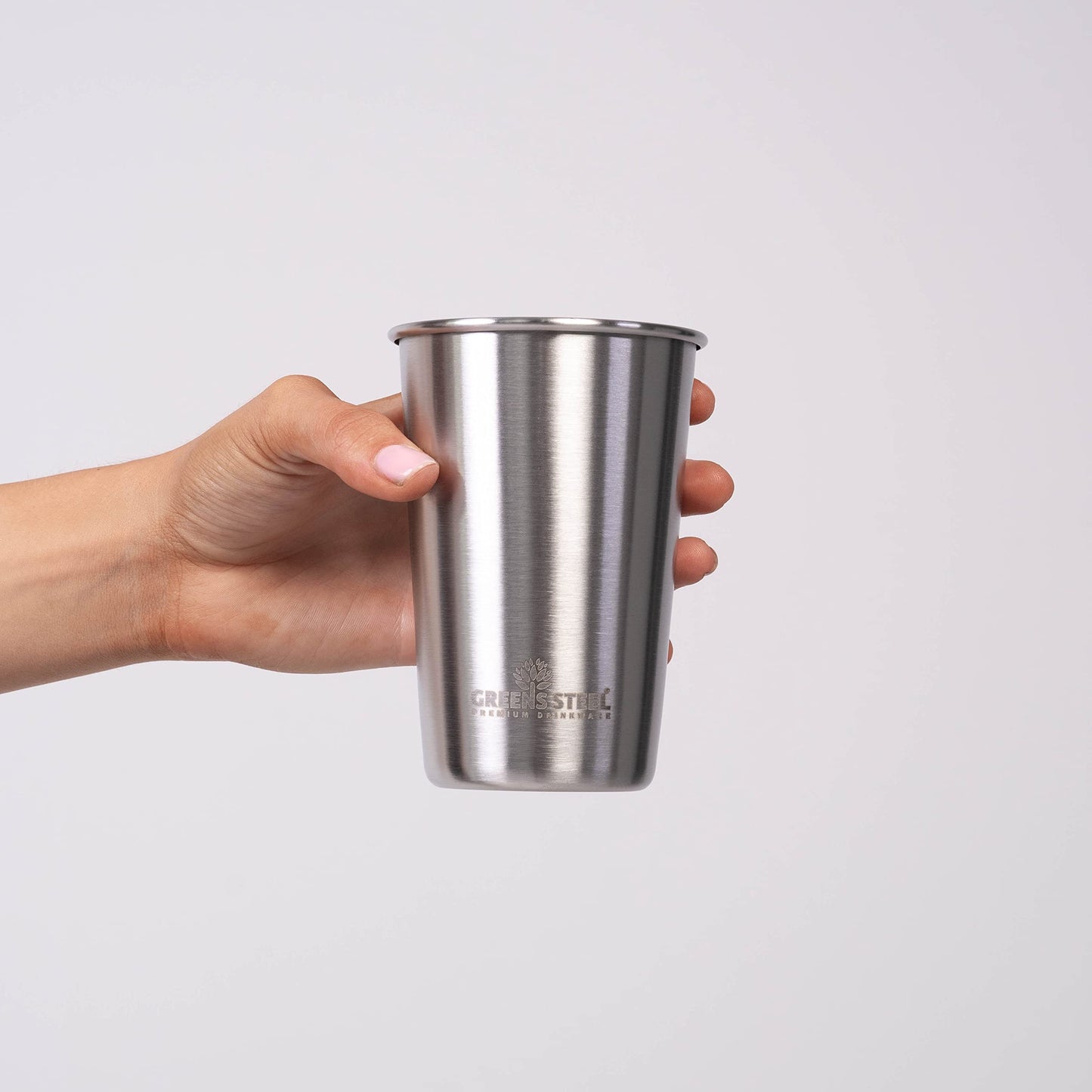 Greens Steel #1 Premium Stainless Steel Cup, 16 oz Pint Cups (4 Pack) Premium Metal Cups - Stackable Durable Cup