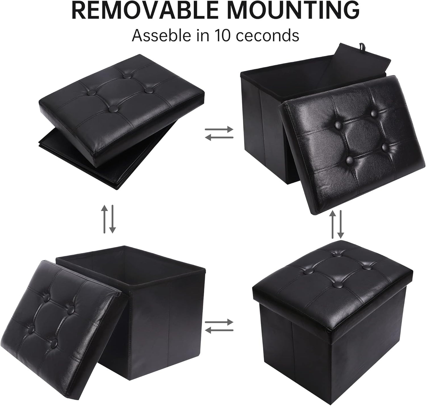SOYOTA Storage Ottoman Cube Storage Ottoman as Foot Stool, Foot Rest & Stepping Stool - Folding Storage Ottoman